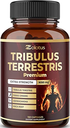 Tribulus Terrestris Supplement for Men & Women, 9050mg Per Capsule, 5-Month Supply with Ashwagandha, Panax Ginseng, Saw Palmetto, Maca, Shilajit