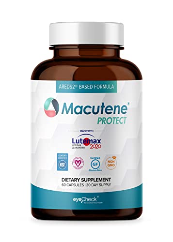 Natural Eye Health Vitamins with Bilberry Zeaxanthin Lutein - Macular Support Supplement, Formula Based On AREDS2® Clinical Trials Plus Carotenoids Quercetin EGCG - Macutene® Protect (60 Capsules)