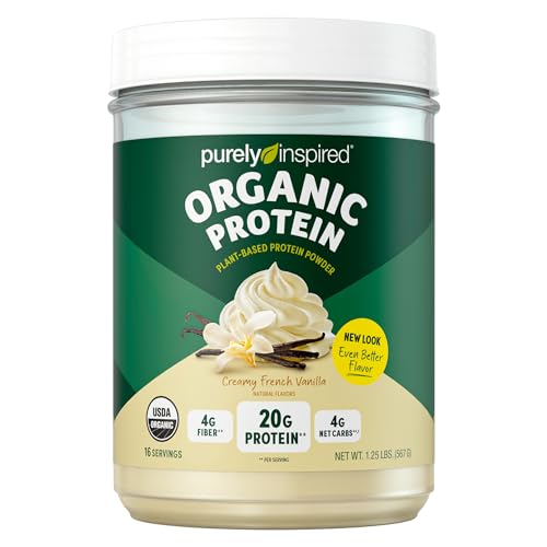 Purely Inspired Plant Based Organic Vegan Protein Powder for Women & Men 22g of Plant Protein Pea, Vanilla Protein Powder, 1.25 lb (16 Servings)