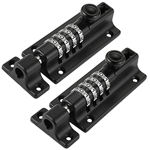 Combination Locking Bolt 2 Pack,Thickened Solid Zinc Alloy Combination Barrel Bolt,Safety Slide Latch Lock with Password Setting,for Shed,Garages,Fences,Iron Gate.(Black)