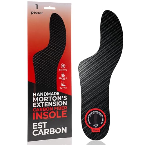 Mortons Extension Carbon Fiber Insole 1pc | Rigid Mortons Extension Orthotic Shoe Insert Carbon Insole & Big Toe Plate | Composite Toe Insert for Hallux Rigidus, Turf Toe & Mortons Toe W5-5.5 M4-4.5