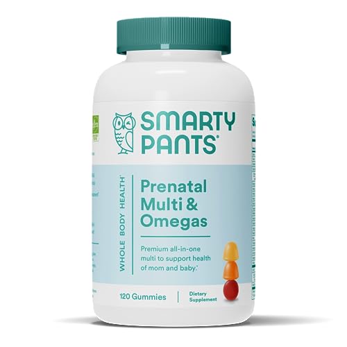 SmartyPants Prenatal Vitamins for Women, Multivitamin Gummies: Omega 3 Fish Oil (EPA/DHA), Biotin, Methylfolate, Vitamin D3, C, Vitamin B12, B6, Vitamin A, K & Zinc, 120 Count (30 Day Supply)