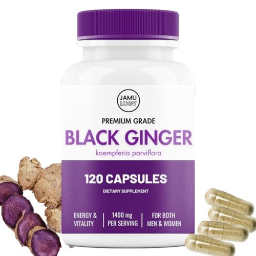 Black Ginger Extract (Krachai Dum) 120 Capsules kaempferia parviflora | Vitality, Men