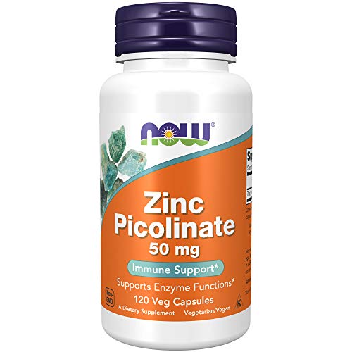 NOW Supplements, Zinc Picolinate 50 mg, Supports Enzyme Functions*, Immune Support*, 120 Veg Capsules (Packaging may vary)