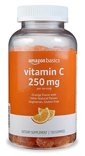 Amazon Basics Vitamin C 250 mg Gummy, Orange, 150 Gummies (2 per Serving), Immune Health (Previously Solimo)