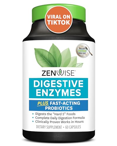 Zenwise Health Digestive Enzymes - Probiotic Multi Enzymes with Probiotics and Prebiotics for Digestive Health and Bloating Relief for Women and Men, Daily Enzymes for Gut and Digestion - 60 Count