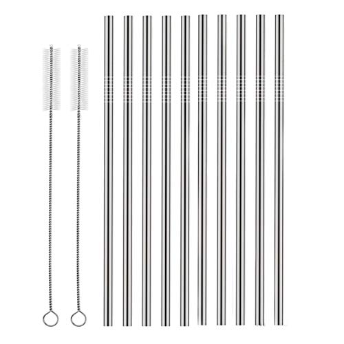 Set of 10 Stainless Steel Straws, HuaQi Straight Reusable Straight Drinking Straws 10.5