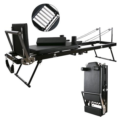 EchoMe Pilates Reformer, Foldable Pilates Machine Equipent for Home, Including Reformer Mat Towel