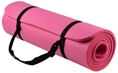 Signature Fitness All Purpose 1/2-Inch Extra Thick High Density Anti-Tear Exercise Yoga Mat with Carrying Strap with Optional Yoga Blocks, Multiple Colors