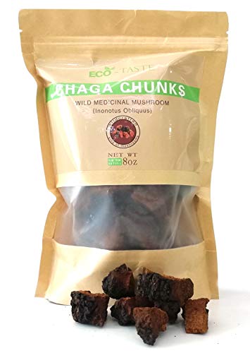 Chaga Mushroom Chunks - 8 ounce, 100% Wild Harvested with Black Top Crust, Premium Tea Chunks - Antioxidants, Healthy Drinks