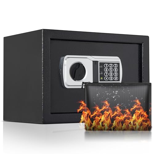 1.0Cubic Home Safe Fireproof Waterproof，With Fireproof Document Bag, Digital Security Safe With Removable Shelf Secure Cash, Jewelry and Valuables.25CK