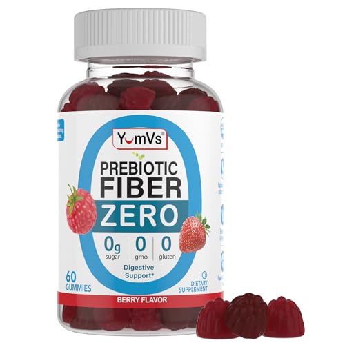 Prebiotic Fiber Zero Gummies by YumVs | Keto Friendly Sugar Free Supplement for Women & Men | 4 g Fiber for Digestive Support | Natural Berry Flavor Chewables-60 Count