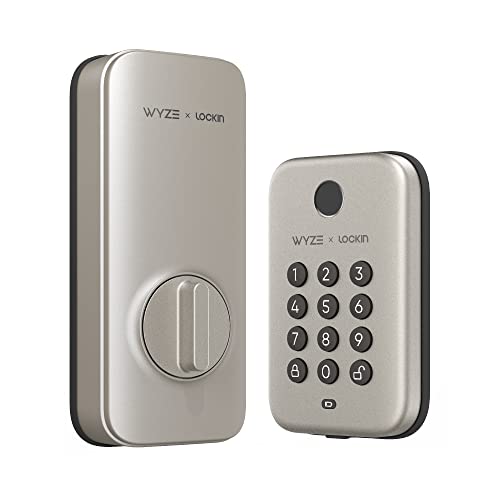 Wyze Bluetooth Fingerprint Deadbolt Lock with Keypad, IPX5 Weatherproof, Schedules, Auto-Lock - Satin Nickel