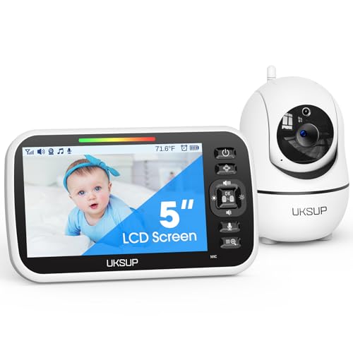 Baby Monitor with Camera and Audio - 5” Display Video Baby Monitor with 29 Hour Battery Life, Remote Pan & Tilt, 2X Zoom,Auto Night Vision, 2 Way Talk, Temperature Sensor,Lullabies,960 Feet Range