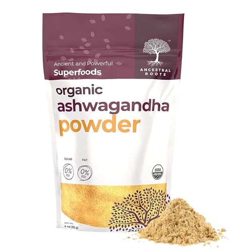 OMG! Organic Meets Good Ancestral Roots Ashwagandha Root Powder, 4 Ounces - Nature Made Ashwagandha, 4g per Serving, Vegan