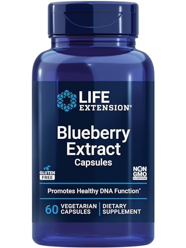 Life Extension Blueberry Extract Capsules - Whole Fruit Wild Blueberry Extract Supplement Pills- For Brain Health Support - Non-GMO, Gluten-Free ,Vegetarian - 60 Capsules