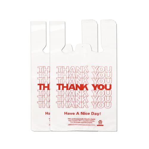 YoYoRain White Thank you T shirt bag, Grocery shopping bag Reusable and Disposable Supermarket Bag 11