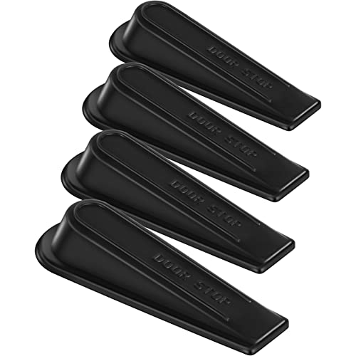 Urbanstrive Heavy Duty Rubber Door Stopper Wedge Sturdy and Stackable Door Stop, Multi Surface Design, Fit for Gaps up to 1.2 Inches, 4 Pack, Black