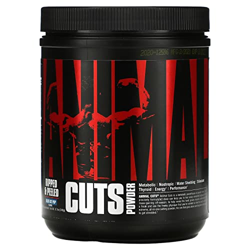 Universal Nutrition Animal Cuts Powder - Metabolic Enhancer, Nootropics, Carnitine, Tyrosine, Diuretic, Great Tasting, Blue Ice Pop, 42 Count