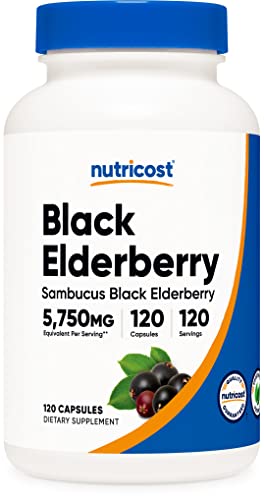 Nutricost Elderberry Capsules 575mg (120 Capsules) - Vegetarian Capsules, Gluten Free and Non-GMO Black Elderberry Supplement