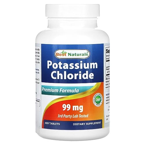 Best Naturals Potassium Chloride Supplement 99mg 400 Tablets - 3rd Party Lab Tested