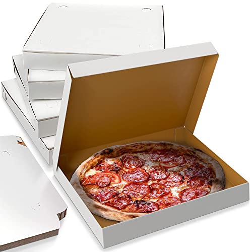 MT Products Extra Thin Paperboard White Clay Coated Pizza Box - 10