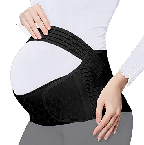 ChongErfei Maternity Belt Pregnancy Back Support Back Brace Lightweight Abdominal Binder Maternity Belly Band for Pregnancy, Black,Large Fit Ab 39.5