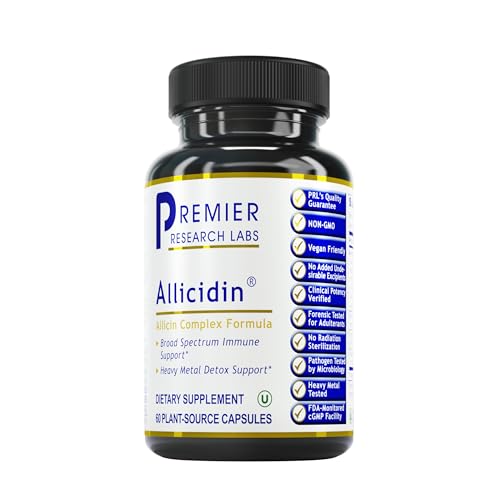 Premier Research Labs Allicidin - Allicidin & Allicin Supplement - Garlic Capsule for Immune & Heart Health - Extract with Turkey Tails, Hyssop & Parsley - 60 Pure Vegan Capsules