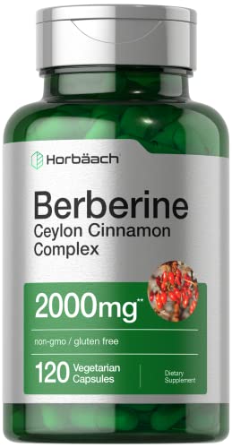 Berberine with Ceylon Cinnamon | 2000mg | 120 Veggie Capsules | Vegetarian, Non-GMO & Gluten Free Supplement | Berberine Complex | by Horbaach