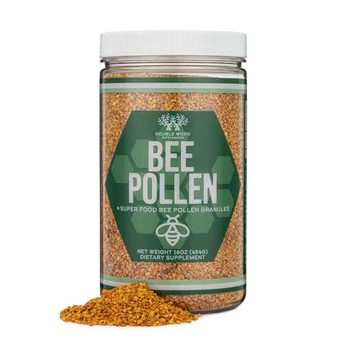 Bee Pollen Supplement - 1lb (16 OZ) of Raw and Natural Bee Pollen Granules (151 Servings of 3 Grams Each with Scoop) Superfood High in Vitamins, Minerals, and Protein by Double Wood