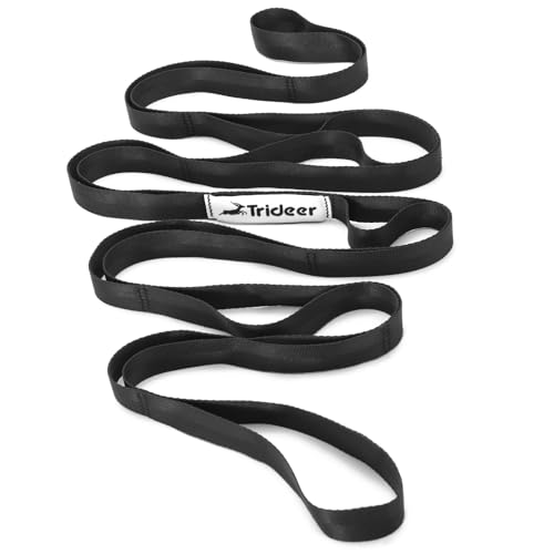 Trideer Stretching Strap Yoga Strap Physical Therapy for Home Workout, Exercise, Pilates and Gymnastics, 10 Loops Non-Elastic Stretch Bands with Aesthetic Packaging for Women & Men