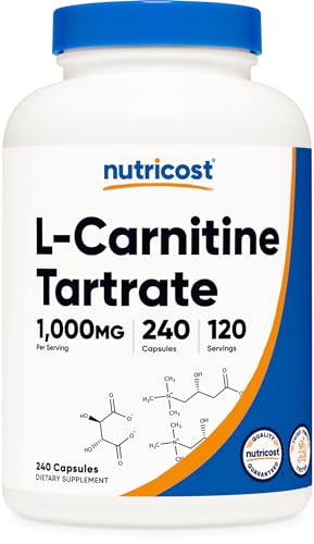 Nutricost L-Carnitine Tartrate 1,000mg, 240 Capsules - 500mg Per Capsule, 120 Servings