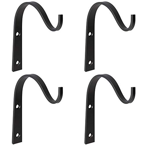 Mkono 4 Pack Iron Wall Hooks for Hanging Plant Lanterns, Plant Hanger Fence Metal Bracket for Bird Feeders, Wind Chimes, Mason Jar Sconces, Light Outdoor Indoor Rustic Home Decor, 3 Inch
