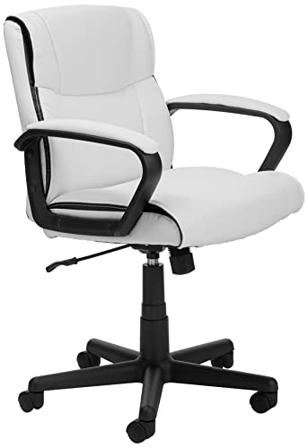 Amazon Basics Padded Office Desk Chair with Armrests, Adjustable Height/Tilt, 360-Degree Swivel, 275 Pound Capacity, 24 x 24.2 x 34.8 Inches, White