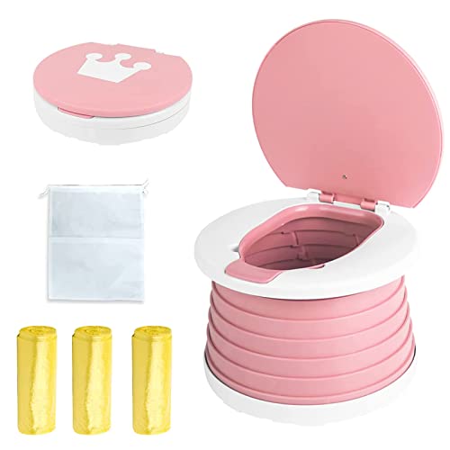 Travel Potty for Toddler, Portable and Foldable Toilet, Apply to Seat Emergency Toilet for Car, Camping, Outdoor, Indoor (Pink)