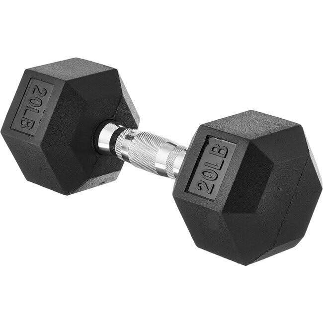 Amazon Basics Rubber Encased Exercise & Fitness Hex Dumbbell, Single, Hand Weight For Strength Training