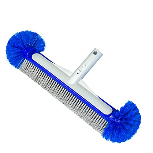 Tenry Pool Brush Head, with Corner Cleaning Brush and Cured Bottom Bristile, 17.5