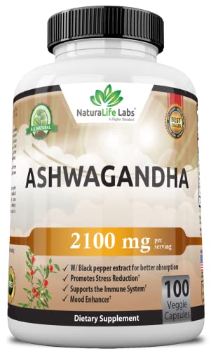 Organic Ashwagandha 2,100 mg - 100 Vegan Capsules Pure Organic Ashwagandha Powder and Root Extract - Stress Relief, Mood Enhancer