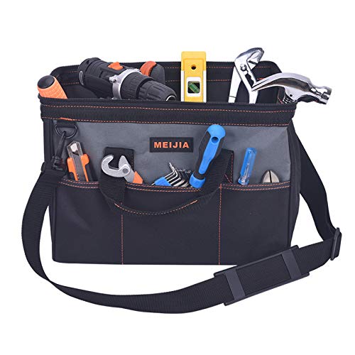 MEIJIA Portable Waterproof Tool Bag, Wide Mouth Open, Multi Inside Pockets for Tool Storage(14