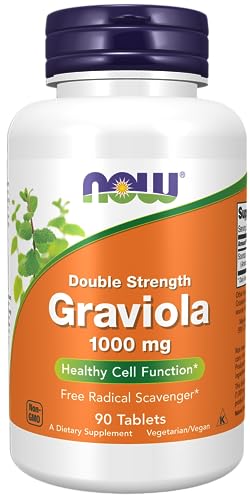 NOW Supplements, Graviola 1,000 mg, Double Strength, Healthy Cell Function*, 90 Tablets