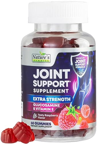 Joint Support Supplement - Extra Strength Glucosamine Joint Support Gummy - Joint Health Support & Flexibility for Back, Knees, & Hands - Vitamin E for Immune Support for Women & Men - 60 Gummies