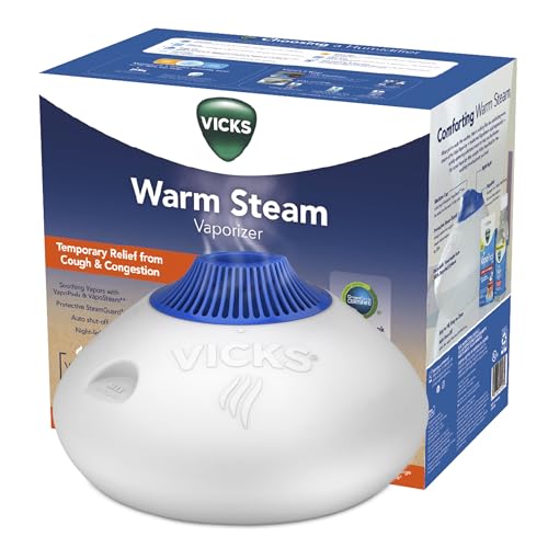 Vicks Warm Steam Vaporizer, Small to Medium Rooms, 1.5 Gallon Tank – Warm Mist Humidifier for Baby and Kids Rooms with Night Light, Works with Vicks VapoPads and VapoSteam