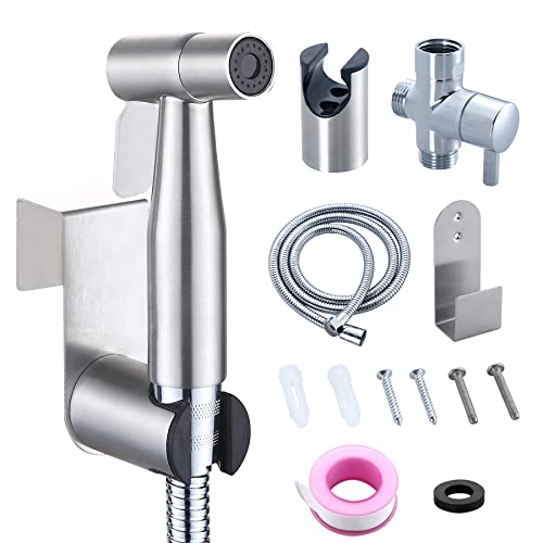 Jeonestan Handheld Bidet Sprayer for Toilet,Jet Spray for Bath Douche Attachment,Adjustable Water Pressure Control with Bidet Hose for Feminine Wash,Cloth Diaper,Toilet Wall or Toilet Mount