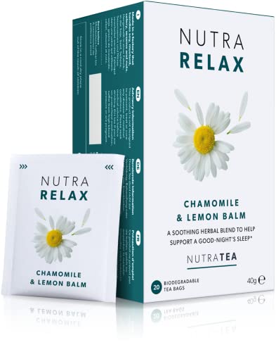 NUTRARELAX - Sleep Tea | Anxiety Tea | Calming Tea – For Relieving Stress & A Good Night’s Sleep – Includes Chamomile, Lemon Balm and Passionflower - 20 Enveloped Tea Bags - by Nutra Tea - Herbal Tea