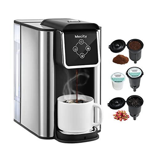 Mecity Coffee Maker 3-in-1 Single Serve Coffee Machine, Compatible with K-cup Coffee Capsule, Instant Coffee Brewer, Tea maker, 6,8,10 Oz Cup, Removable 50 Oz Water Reservoir, 120V 1150W