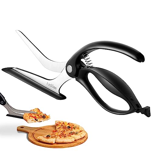 AmHoo Pizza Scissors Stainless Steel Blade Salad Pizza Slicer Pizza Cutter Scissors with Server Highly enjoy Excellent Gifts