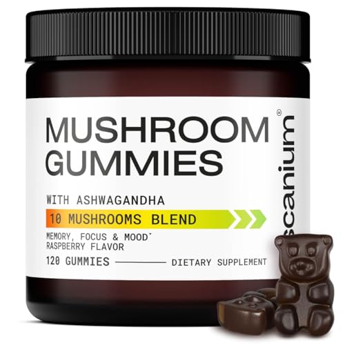 Mushroom Gummies 120 pcs - 10 Mushrooms Blend with Lions Mane, Turkey Tail, Reishi, Cordyceps for Mind and Focus - Mushroom Supplement Gummies with Ashwagandha