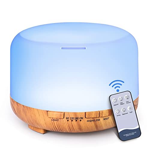 YIKUBEE Diffuser, Essential Oil Diffuser, 500ml Humidifier, Diffusers for Home, Aromatherapy Diffuser with Remote Control, Diffusers for Essential Oils Large Room