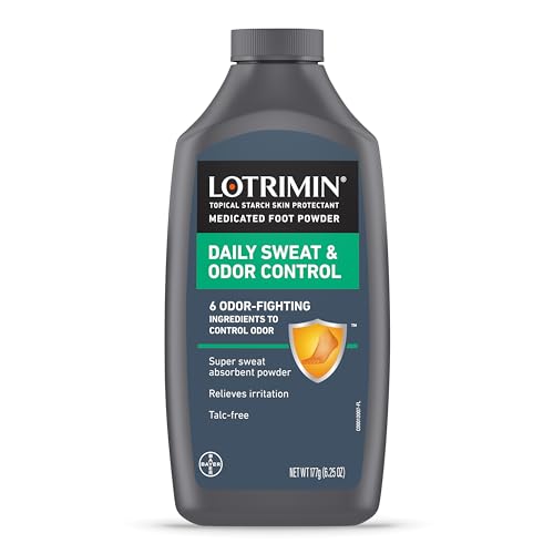 Lotrimin Daily Sweat & Odor Control Medicated Foot Powder - Antifungal Formula for Lasting Relief from Foot Odor, 6.25 Ounce (177 Grams)