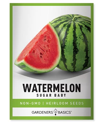 Watermelon Seeds for Planting - Sugar Baby Heirloom Variety, Non-GMO Fruit Seed - 2 Grams of Seeds Great for Outdoor Garden by Gardeners Basics